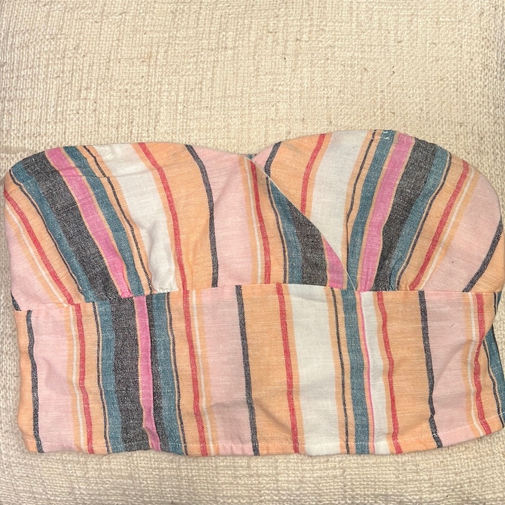 Strapless striped crop top